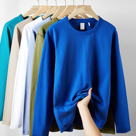 300g heavyweight long-sleeved t-shirt men's cotton loose solid color top round neck youth autumn and winter t-shirt bottom shirt