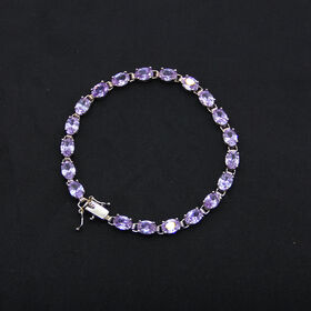Rhodium plated Classicl Sterling Silver olive Gemstone Bracelet for lady