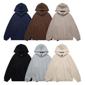 420G heavyweight fashion brand European and American casual solid color hooded loose sweater with velvet cap coat for men