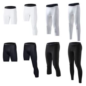 Mens One Leg Compression Gym Running Tights Pants Athletic