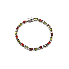 Classic Sterling Silver rectangle Gemstone Bracelet for lady