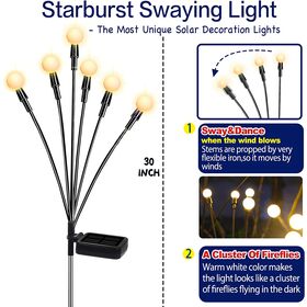Solar Powered Firefly Light Starburst Firefly Swaying Light Color Changing Rgb For Yard Patio Pathway Decoration