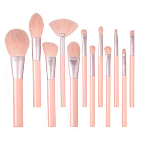 Wholesale 12PCS Sweet Pink Makeup Brush Set Private Label Soft Vegan Facial Eye Lip Cosmetic Brushes