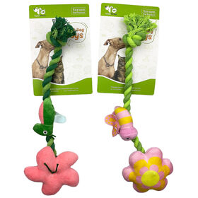 OEM Design Plush Flower Dog Toy with mini insect toys and cotton ropes for Dogs Chewing Playin