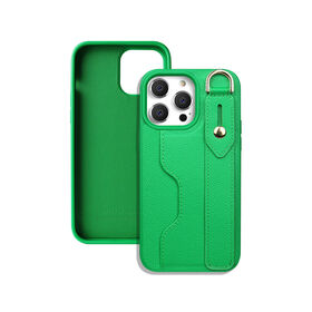 Heißer Verkauf PC+PU Leder mit Kartenhalter Elastisches Armband Handyhülle für iPhone 15 Pro Max