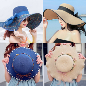 Chapeau De Paille Femme - Grand Bord élégant - Style Panama Fedora - Pour Plage, Soleil, Pêche, Vacances - Unisexe Adulte
