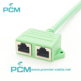 RJ45 Dual Ports to RJ45 Plug Socket Combo Connector Panel Mount Combination  RJ45 Ethernet Cable 30CM