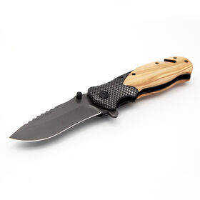 X50 Personalized Gifts Engraved Olive Wood Handle Folding Survival Camping Pocket Knife