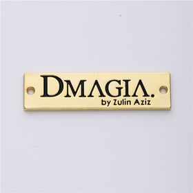 Etiquetas de roupa com logotipo de nome personalizado em placa de ouro fundido, etiqueta de metal para costurar em móveis