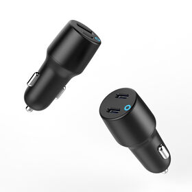 Carregador PD para carro, molde privado, invólucro ABS, design próprio, luz LED, PD 35W + PD 20W, carregador de carro de porta dupla USBC + USB C, para carro, viagem