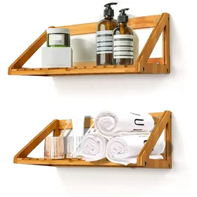 Buy Wholesale China Bathroom Wall Mount Hanging Accessory Bamboo Shower  Caddy With 2 Baskets Bathroom Storage Racks & Tier Racks at USD 3.7
