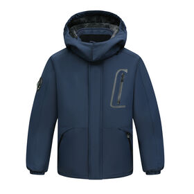 Children's Skiwear Winter Jacket, Purple Camo Print Fleece Lined Hooded Coat for boys, support OEM and ODM