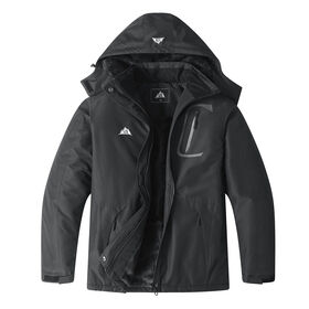Herren Winter Fleecejacke mit Futter, Schwarze Wasserdichte Gepolsterte Jacke mit Kapuze, OEM Großhandel