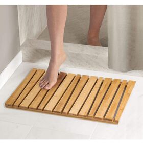 Alfombra de baño para ducha de lujo, antideslizante, resistente al agua, de  bambú, para uso en interiores o exteriores