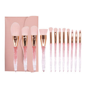 Nouveau Set de Pinceaux de Maquillage Professionnel : Fond de Teint, Poudre Libre, Ombre à Paupières, Manche en Cristal, Outil Cosmétique