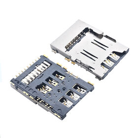 Connecteur Nano SIM 6 broches + Carte mémoire 8 broches Type CMS Hauteur 2.3mm Connecteurs de carte mémoire TF