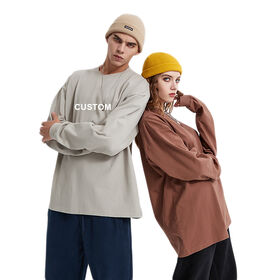 Chemises de Mode Homme, T-Shirt à Manches Longues Délavé en Coton, Épaules Dénudées, Pull Ample de Haute Qualité, T-Shirt Unisexe