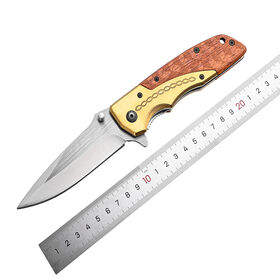 High Quality Wood Handle Folding Tactical Camping Survival Pocket Knife with Belt Clip