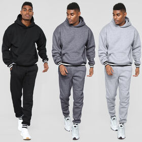 Thick cotton custom pure color hoodie clothing suits cuff tie hands feet men's jogging sets