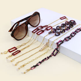 Chunky Glasses Chain Sunglass Strap in Black Tortoiseshell 