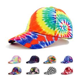 Nueva gorra de béisbol tie-dye de 6 paneles para hombre y mujer, gorra deportiva de sombra para exteriores personalizada, gorro casual de papá a la moda
