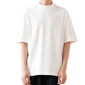 White Oversized Mock Neck Tee.