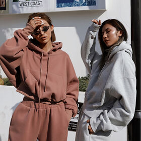 Setelan Tracksuit Kasual Wanita Hoodie Gaya Musim Gugur Musim Dingin Logo Kustom Grosir