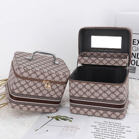Wholesale Custom Makeup Bag Leather Travel Portable Zipper Makeup