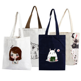 Großhandel Einfache Modische Einkaufstasche mit Reißverschluss, Koreanische Tote Bag, Damen Baumwoll-Canvas-Tasche mit individuellem Aufdruck