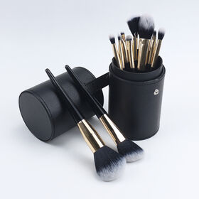 Großhandel Tragbare Make-up Pinsel 10 Stück Klassisches Schwarz Puder Kabuki Lidschatten Pinsel Set