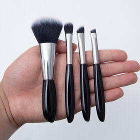 Set de Brochas de Maquillaje Portátil Mini Personalizable 4 Piezas Brochas de Maquillaje para Ojos y Rostro con Estuche Cosmético