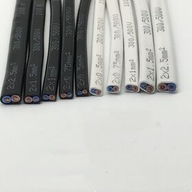 Câble plat gainé RVVB 2*0.75mm, cordon d'alimentation H03VVH2-F, fil électrique, fil à âme de cuivre 12-250V 6A PVC/PVC