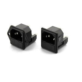 Panel Mount Plug Adapter AC 250V 10A/15A C14 3Pins IEC Inlet Module Plug  Power Connector Socket Right Angle Pack of 2