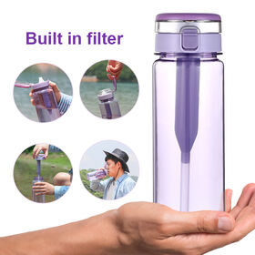 Water Bottle With Lid and Straw, Built-in Filter, Fruit Tea Glass