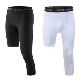 Men's Basketball Single Leg Tight Sports Pants 3/4 One Leg Compression  Pants Athletic Base Layer Underwear 