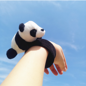 Cartoon panda ring wholesale creative plush dolls children's figures wrist accessories cute claping bracelet
