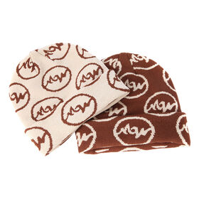 Custom jacquard logo men's beanie caps wool winter hats