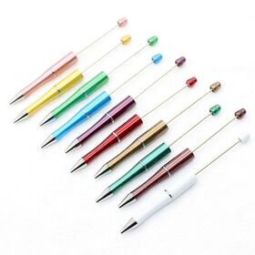  Plastic Beadable Pen Bead Ballpoint Pen Assorted Bead Pen  Shaft Black Ink Rollerball Pen with Extra Refills for Teens Students School  Office Supplies, 10 Colors (30 Pieces) : Office Products