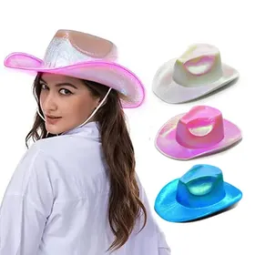 DRESHOW Chapeau de Cowboy pour Femme et Homme Western Chapeaux de Cowboy et Cowgirl à Large Bord et Strass Casquettes Unisexes en Feutre Fedora à Bord Roulé DRESHOW Chapeau de Cowboy pour Femme et Homme Western Chapeaux de Cowboy et Cowgirl à Large Bord et Strass Casquettes Unisexes en Feutre Fedora à Bord Roulé