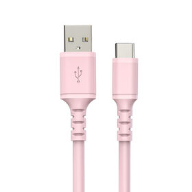 Kabel USB A ke USB C Silikon Cair Lembut di Kulit Grosir, Kabel Pengisi Daya Cepat untuk Ponsel Pintar dan Laptop, Warna Silikon Dapat Disesuaikan