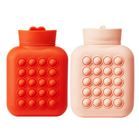 Botella de agua caliente roja de lunares con tapa, bolsa de agua caliente  para aliviar el dolor, bolsa caliente de 2 L, paquete caliente para
