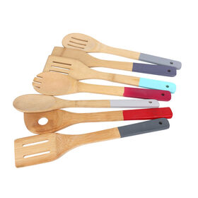 OEM 7-Piece Bamboo Kitchen Utensil Set Natural Spoon Set Creative Non-Stick Cookware Tools for Home Cooking Cook Set
