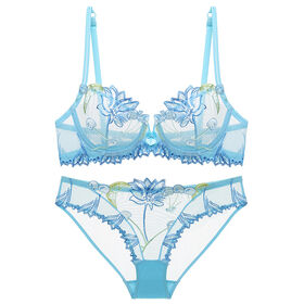  Designer Floral Lace Bra Panty Lingerie Set for Women (as1,  Alpha, s, Regular, Regular, Light Blue): Clothing, Shoes & Jewelry