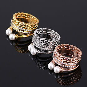 Pearl Stainless Steel Gold Fashion Rings for sale