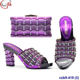 Latest Design Italian Shoes with Matching Bags Shoe Italy Shoes and Bags  Set for Woman Nigerian Women Wedding Shoes with Bag Set