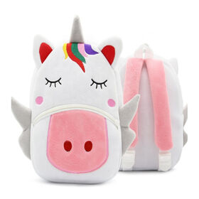 Mini Unicorn Furry Backpack Set Rainbow Colored for Kids Kitty Cat