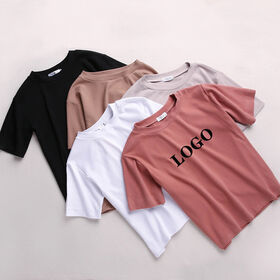 Custom Vintage in Bulk Korean Clothes Tee Blank T shirt women's Plain T-shirt Women T Shirts