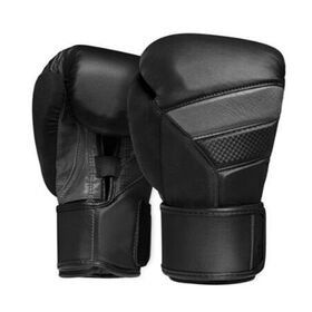 Generic Boxing Gloves Muay Thai Kick Boxing PU Leather 8oz_Black