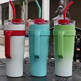 40 oz Tumbler with Handle, Rainbow Paint Insluated Tumbler with