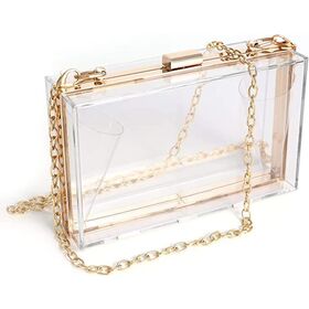 Koyal Wholesale Blank White Acrylic Clutch Purse for Women with Gold  Removable Metal Chain, 1-Pack 